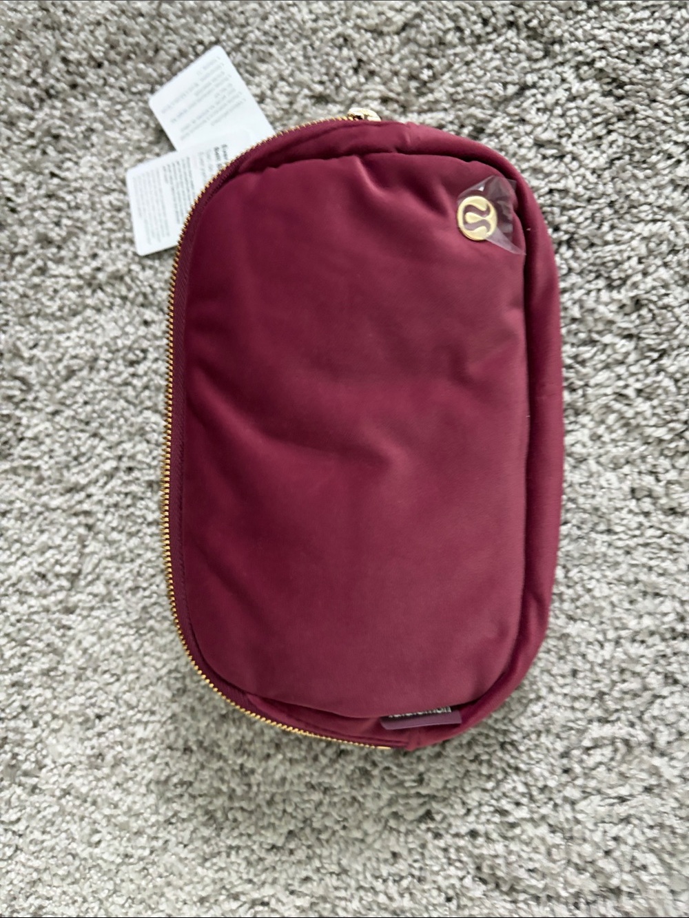 Lululemon Burgundy Velour Zip Belt Bag